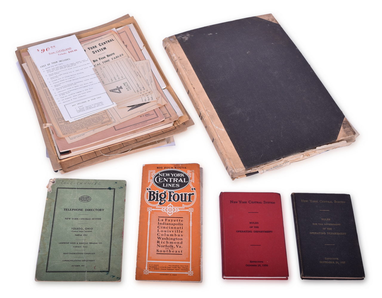 2047 - Group of New York Central Railroad Paper - Rule Books, Employee Timetables, Stationary, Log Books, and More thumbnail