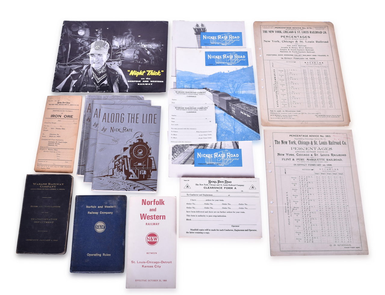 2061 - Mixed Group of Railroad Paper - Nickel Plate Road, Norfolk & Western, and Wabash thumbnail