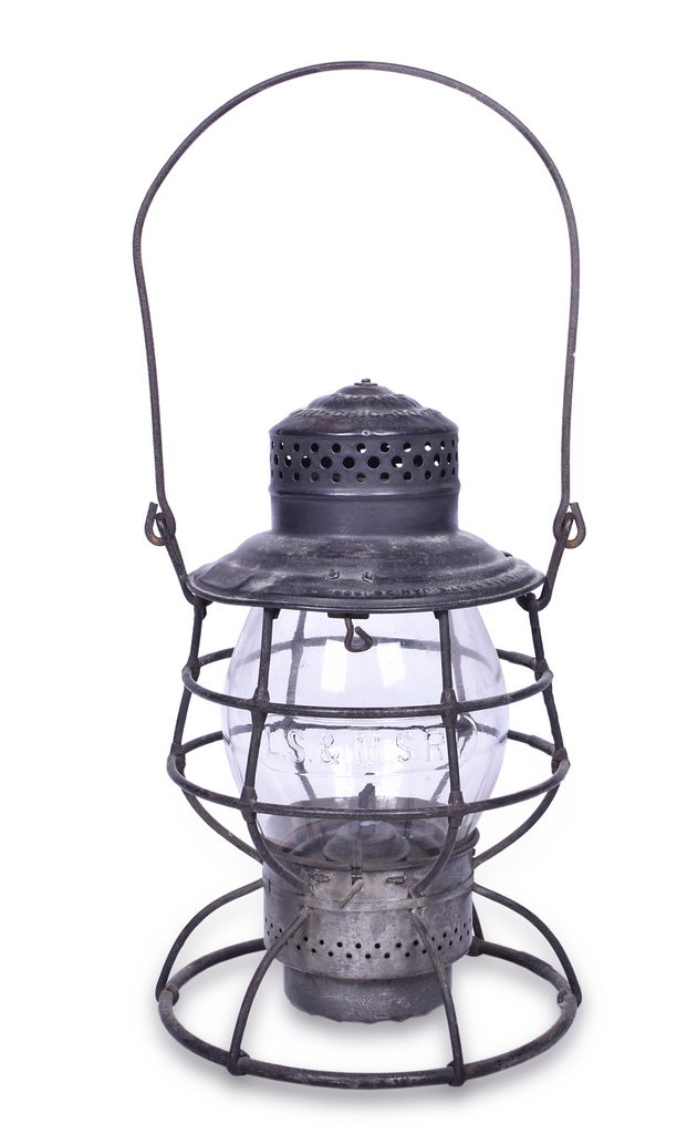 2064 - Adams & Westlake Lake Shore & Michigan Southern Double Wire Guard Lantern w/ Clear Cast Globe thumbnail