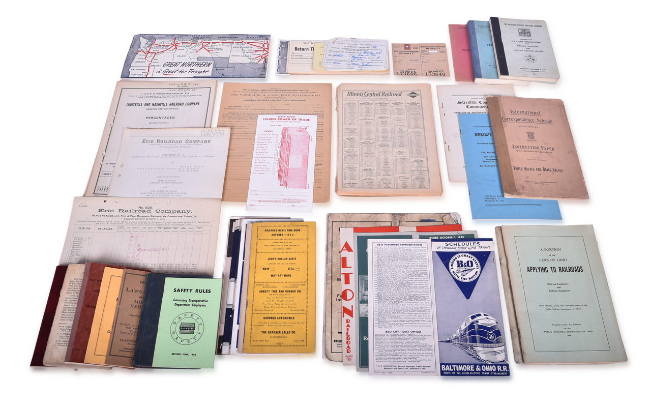 2065 - Assortment of Railroad Paper - Rule Books, Stationary, Ink Blotter, Map, Timetables, and More thumbnail