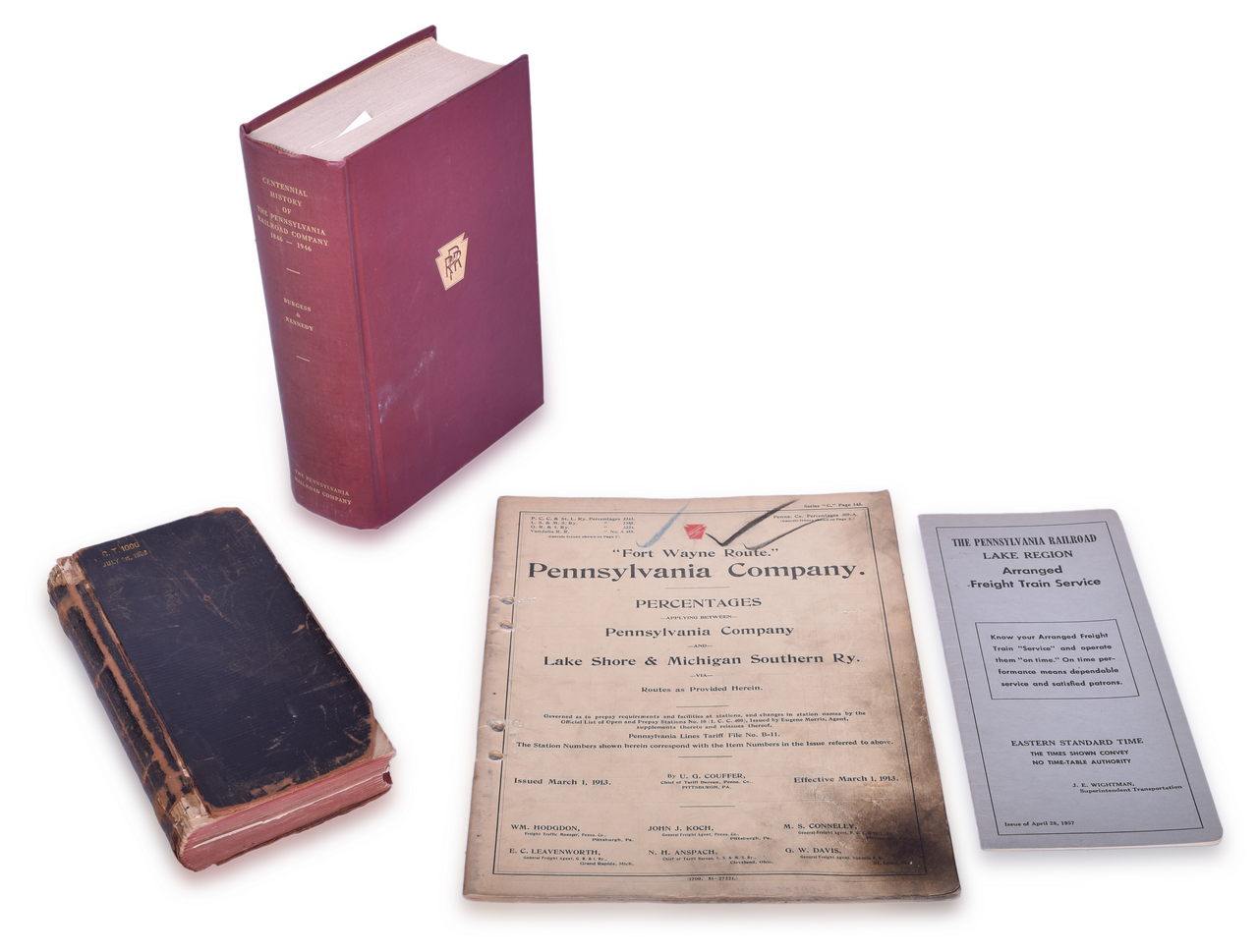 2069 - Four Pennsylvania Railroad Paper Items - 1906 CT 1000 Manual, 1913 Percentages, 1949 Centennial Book, and 1957 Arrange Freight Train Service thumbnail