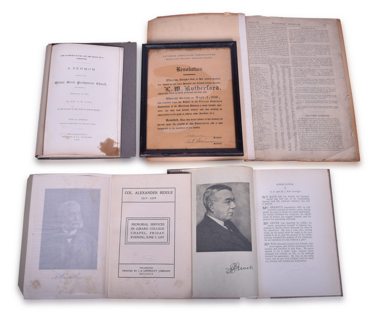 2099 - Five Pieces of Pennsylvania Railroad Library Literature - Memorials and Obituaries thumbnail