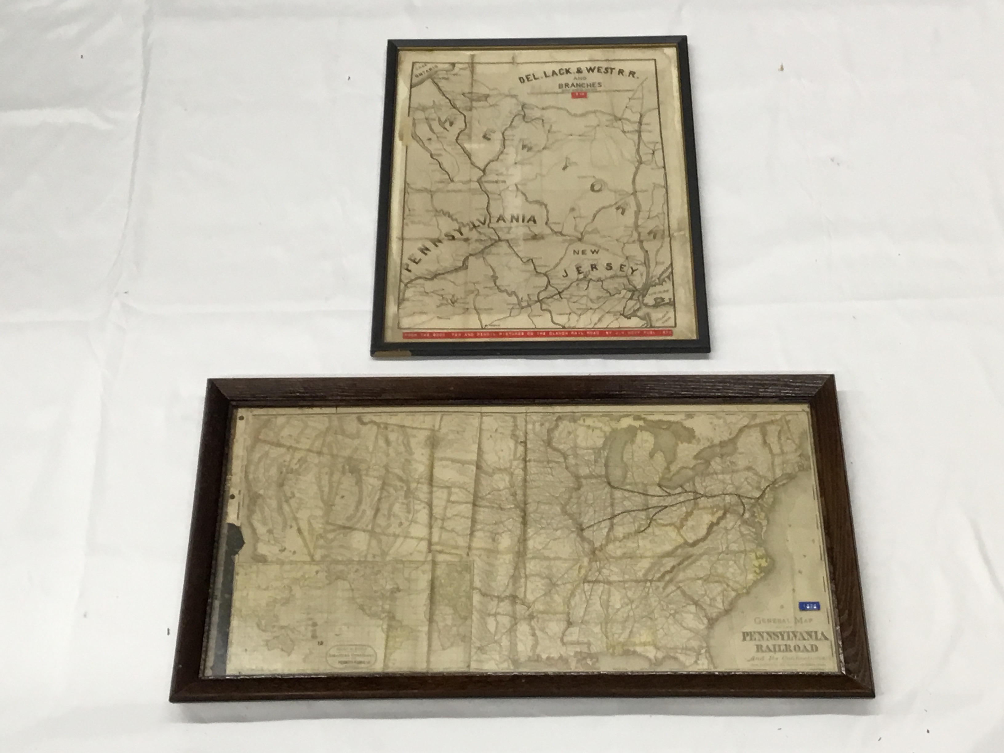 2123 - Pair of Early Railroad Maps - 1874 Delaware, Lackawanna & Western and 1876 Pennsylvania Railroad thumbnail