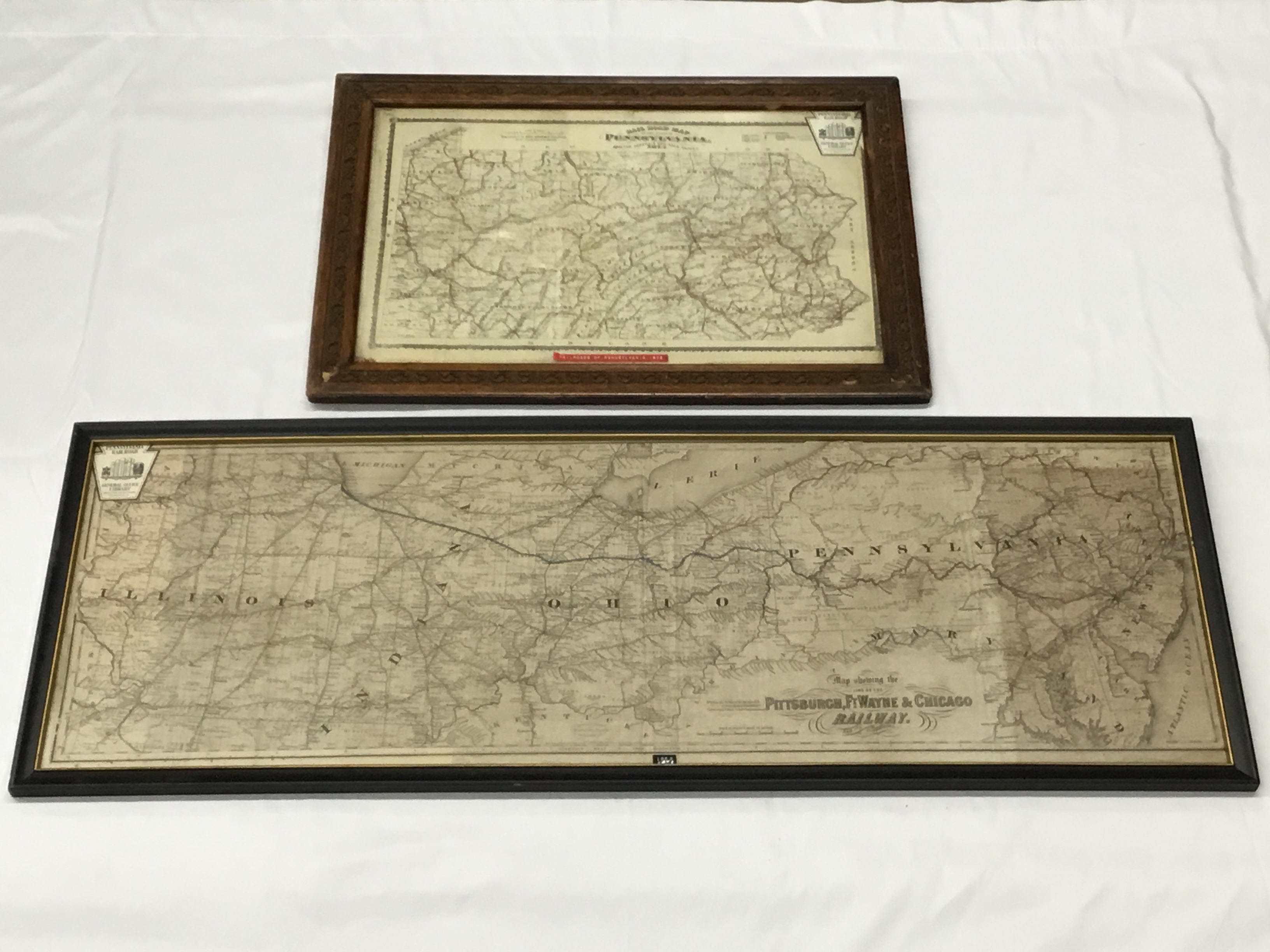 2129 - Pair of Early Railroad Maps - 1862 Pittsburgh, Ft. Wayne & Chicago Railway and 1873 Pennsylvania State Auditor General's Report thumbnail