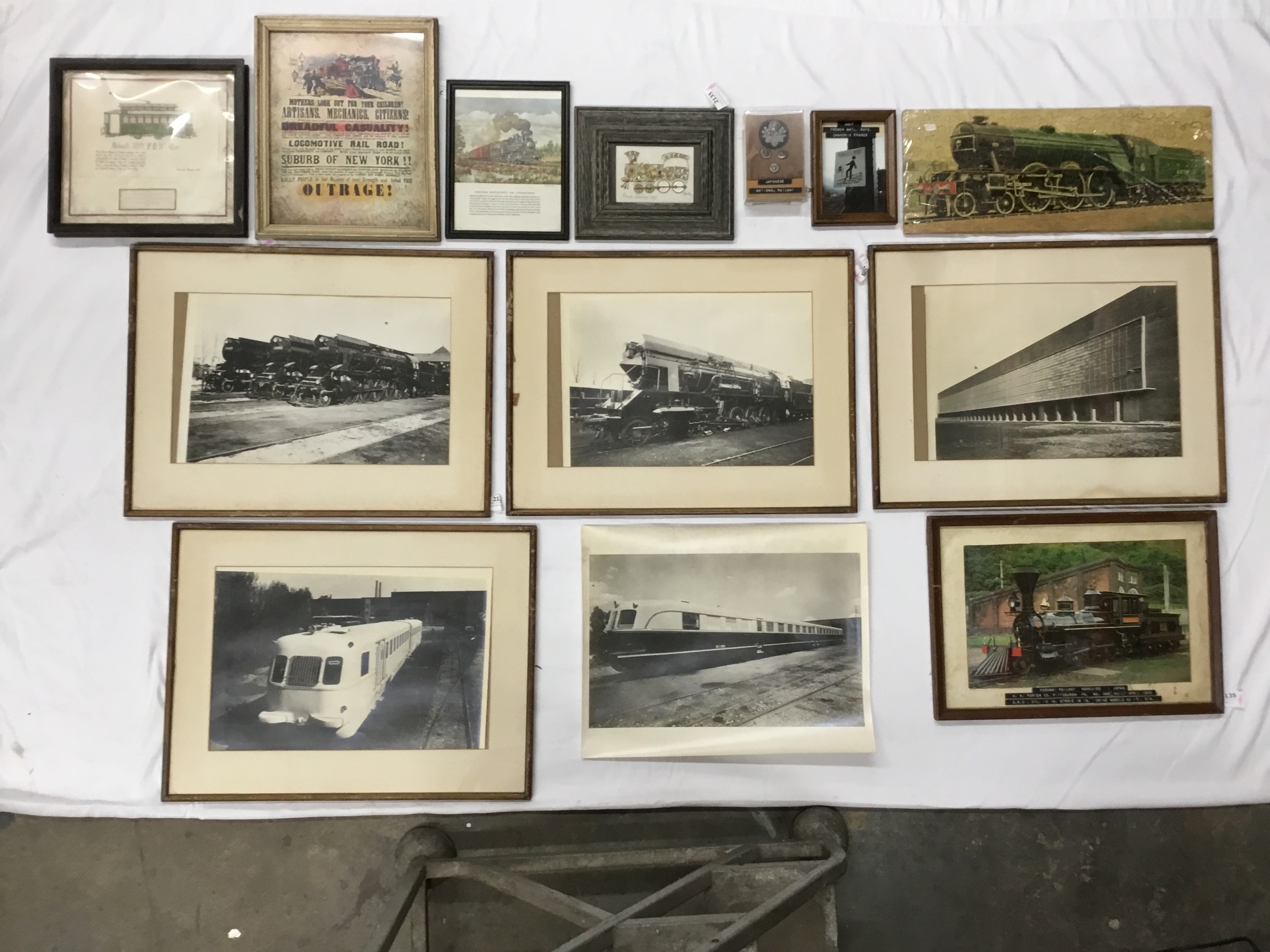 2135 - Group of Thirteen Railroad Prints, Photographs, Wooden Puzzle, Buttons, and More thumbnail