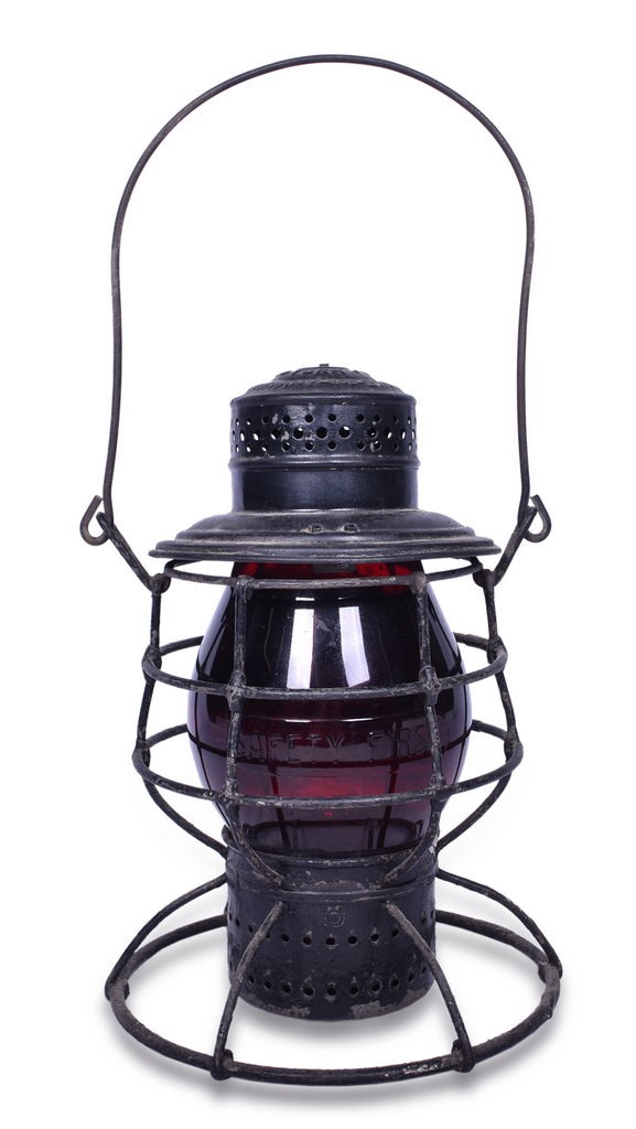2638 - Adams & Westlake Reliable Michigan Central Lantern w/ Red Safety First Cast Globe thumbnail
