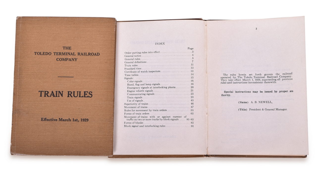 2642 - Group of Ohio Railroad Rule Books, Employee Tables, and More - Toledo Terminal Company, Ohio Public Service Company, Lake Shore Electric, Toledo, St. Louis & Western, Central Terminal thumbnail