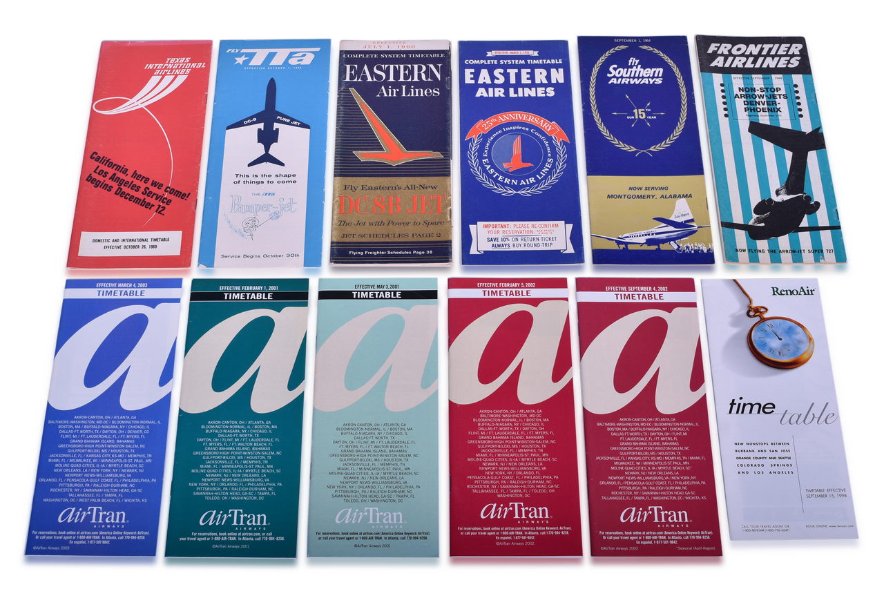 3415 - Mixed Group of Twelve Airline Timetables - Frontier, Eastern, Southern, Texas International, and AirTran Airways thumbnail