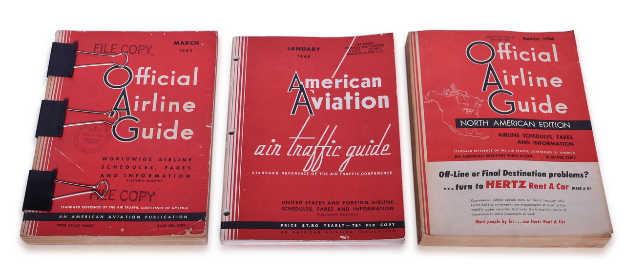 3427 - Three American Aviation Publications - 1953 and 1956 Official Airline Guides and 1948 Air Traffic Guide thumbnail