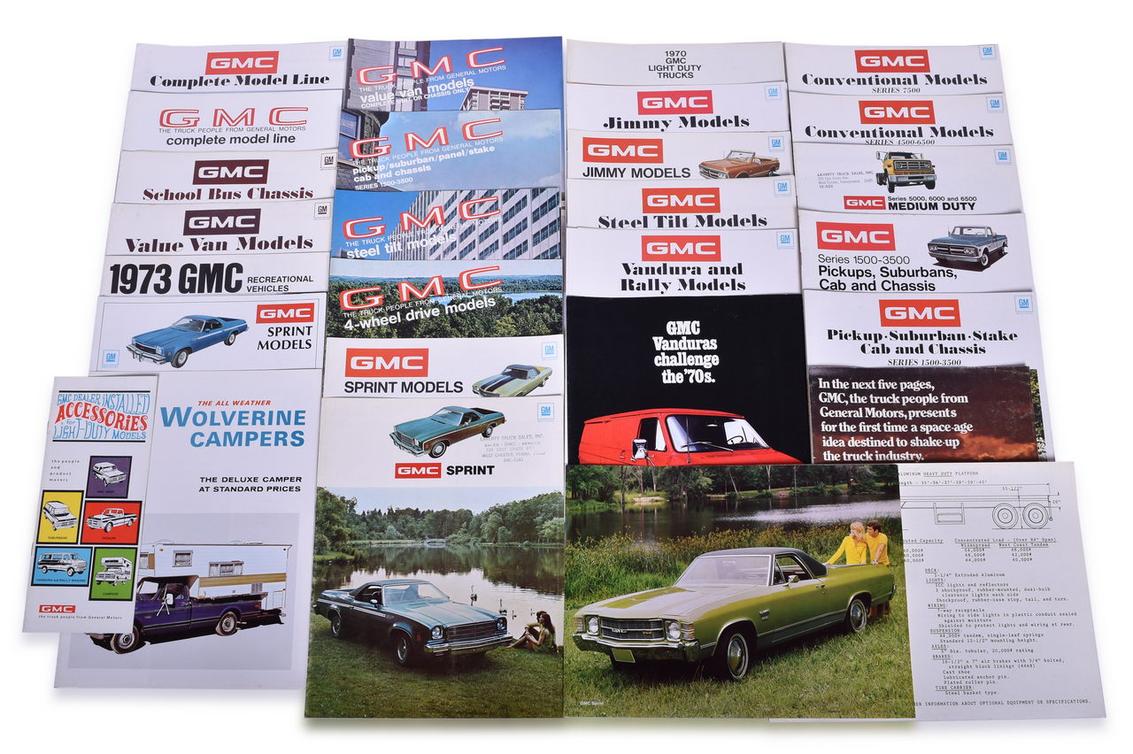 3436 - 28 Pieces of GMC Truck Promotional and Sales Literature 1971-1974 - Sprint, Suburban, Jimmy, Commercial Trucks, and More thumbnail
