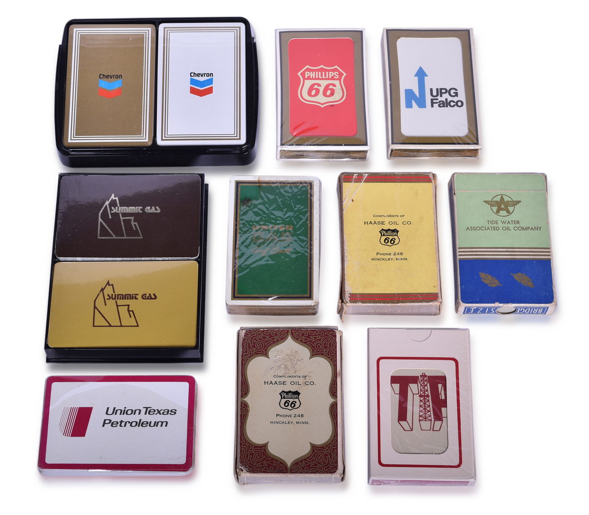 3459 - Twelve Oil and Gas Company Advertising Playing Card Decks - Phillips 66, Chevron, Tide Water, Summit, and More thumbnail