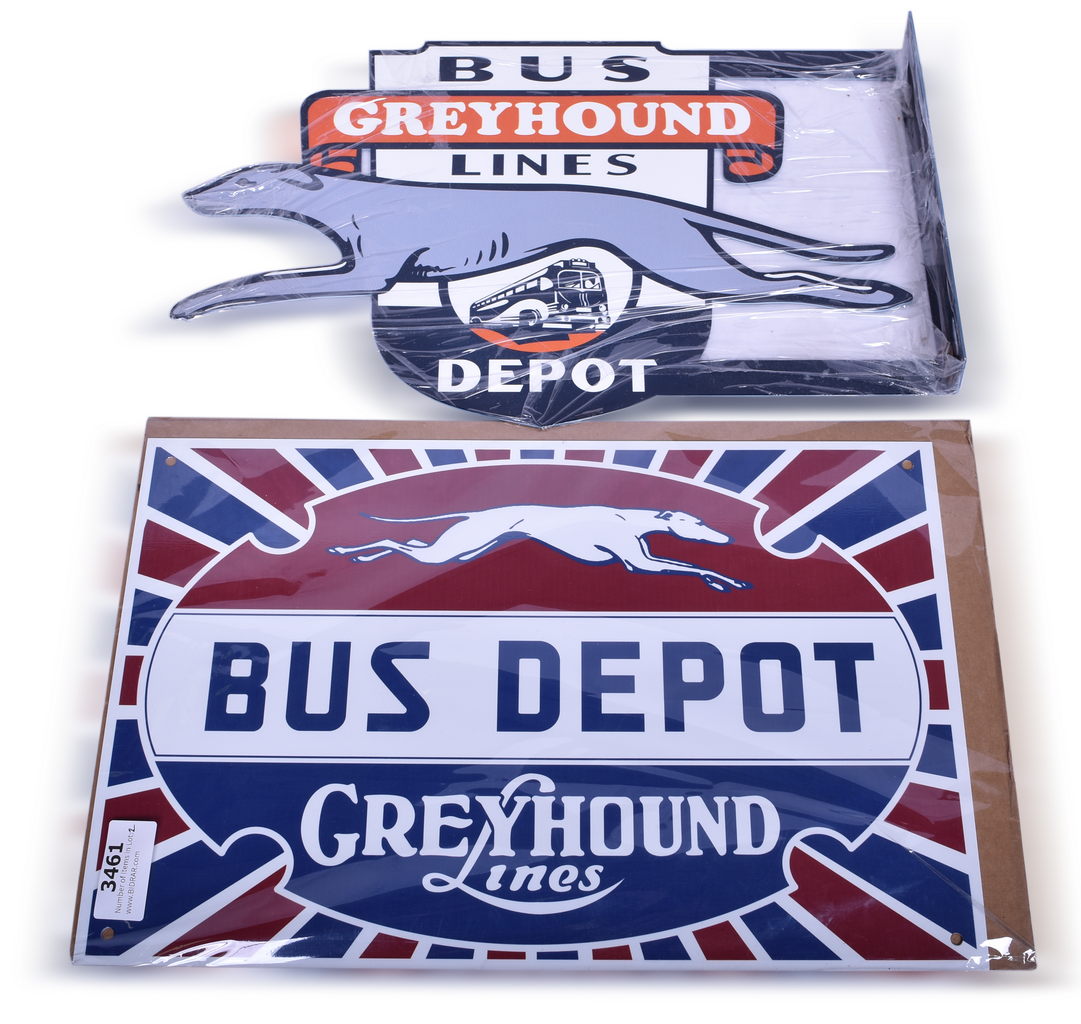 3461 - Pair of Greyhound Lines Bus Depot Reproduction Signs thumbnail