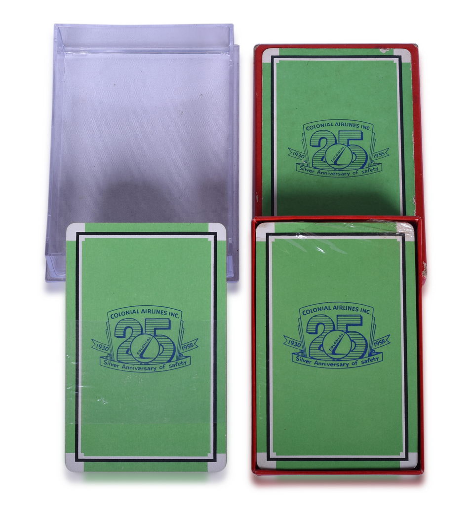 3479 - Pair of Colonial Airlines 25 Year Silver Anniversary Playing Card Decks thumbnail