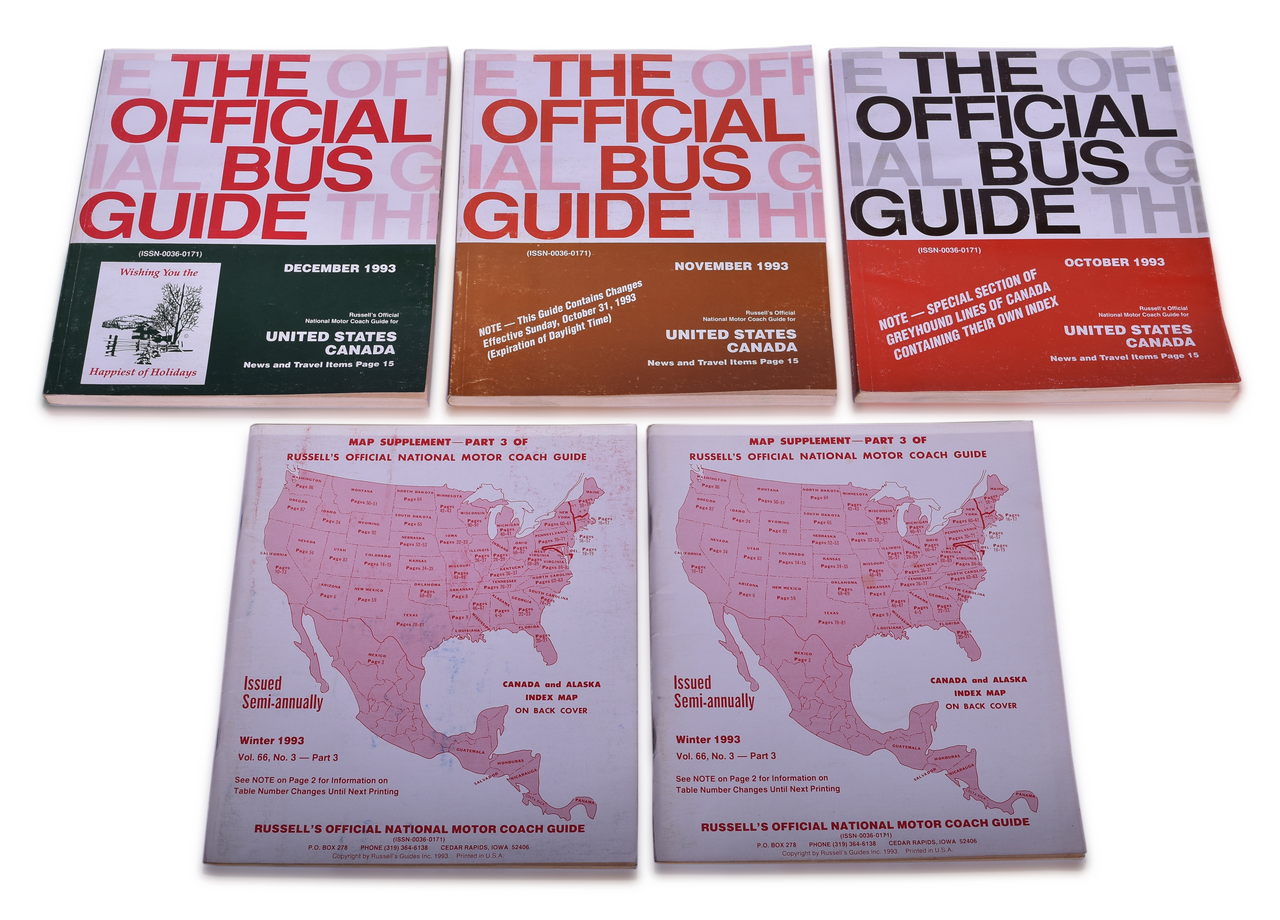 3481 - Five 1993 Russell's Official National Motor Coach Guides Volume 66 thumbnail