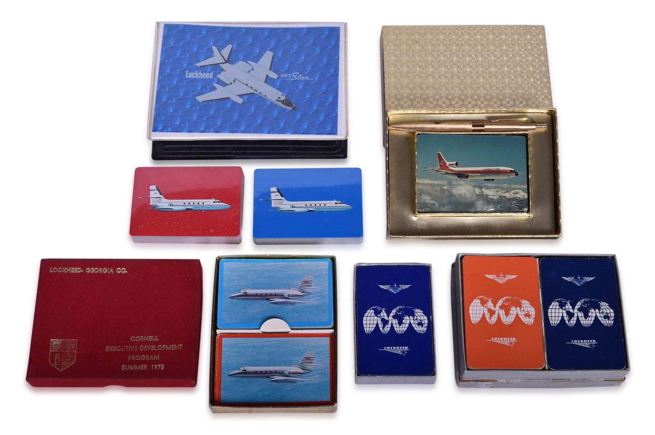 3483 - Eight Lockheed Aerospace Advertising Playing Card Decks - JetStar, TriStar, and Cornell Executive Development Program 1975 thumbnail