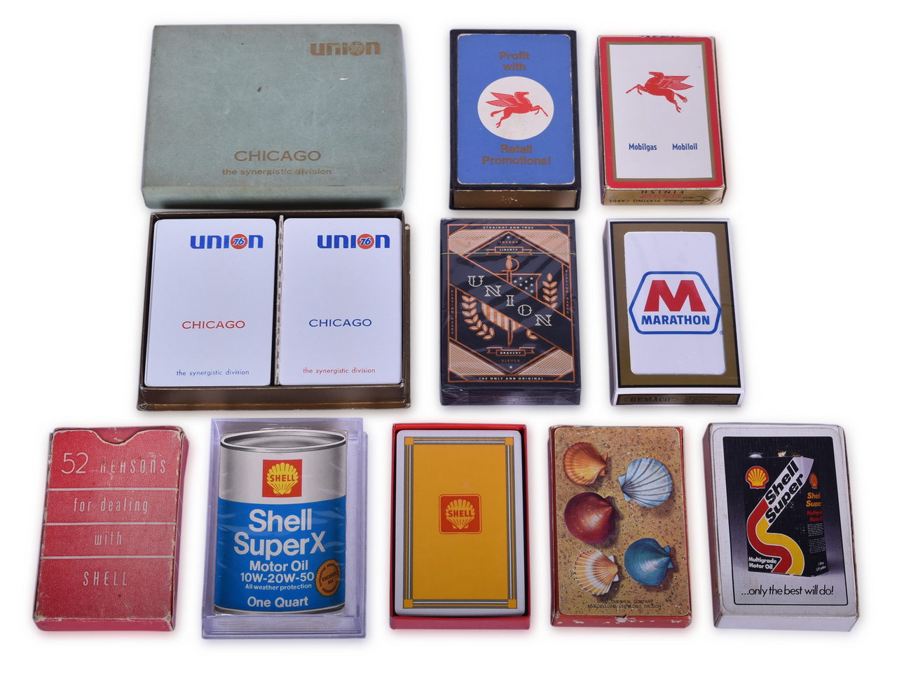 3491 - Eleven Oil and Gas Company Advertising Playing Card Decks - Shell, Mobil, Marathon, and Union 76 thumbnail