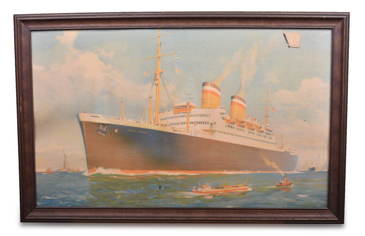 3493 - Framed William J. Aylward Steamship New York Ocean Liner Lithograph Advertising Print thumbnail