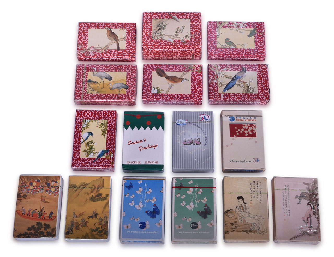 3499 - Seventeen Decks of China Airlines Playing Cards Including New Old Stock thumbnail
