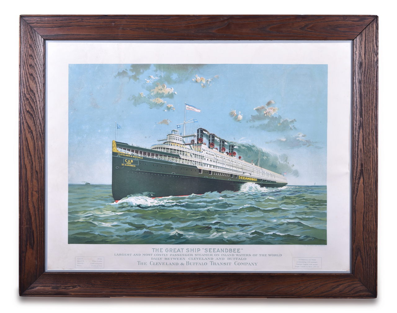 3509 - Cleveland & Buffalo Transit Company Great Ship SEEANDBEE Advertising Lithograph Print thumbnail