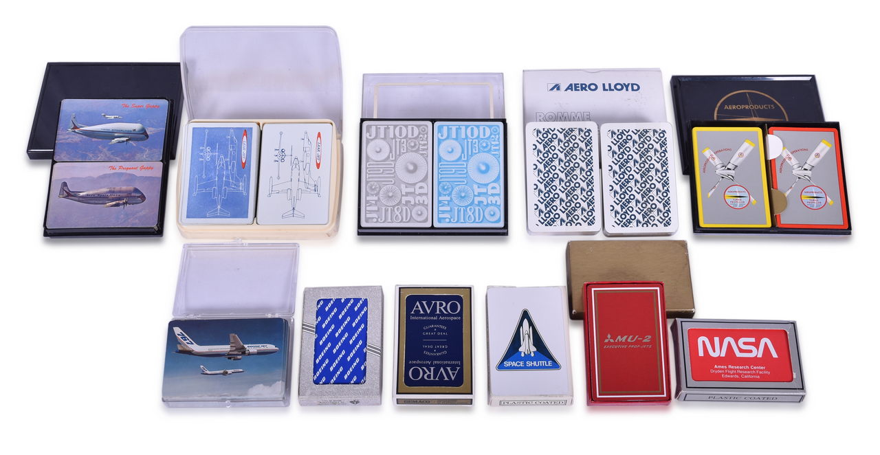 3511 - Sixteen Aerospace & Aeronautical Company Advertising Playing Card Decks - Boeing, NASA, Mitsubishi, and More thumbnail