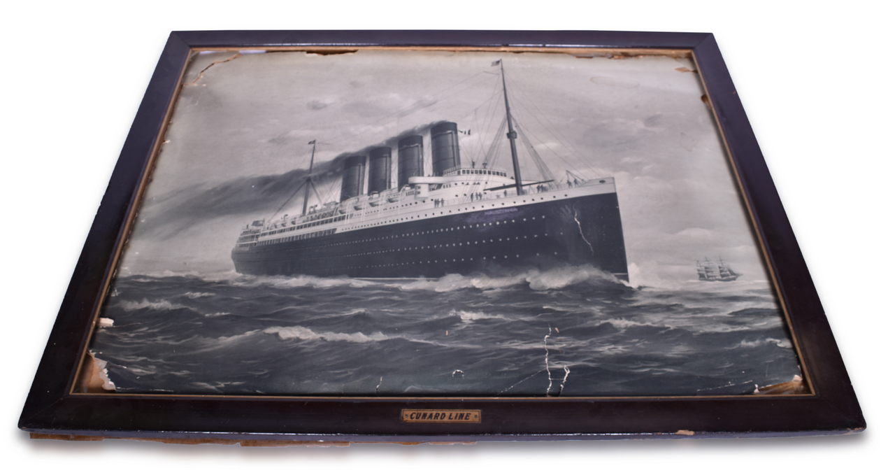 3521 - Large Framed Cunard Lines Mauretania Steamship Print thumbnail