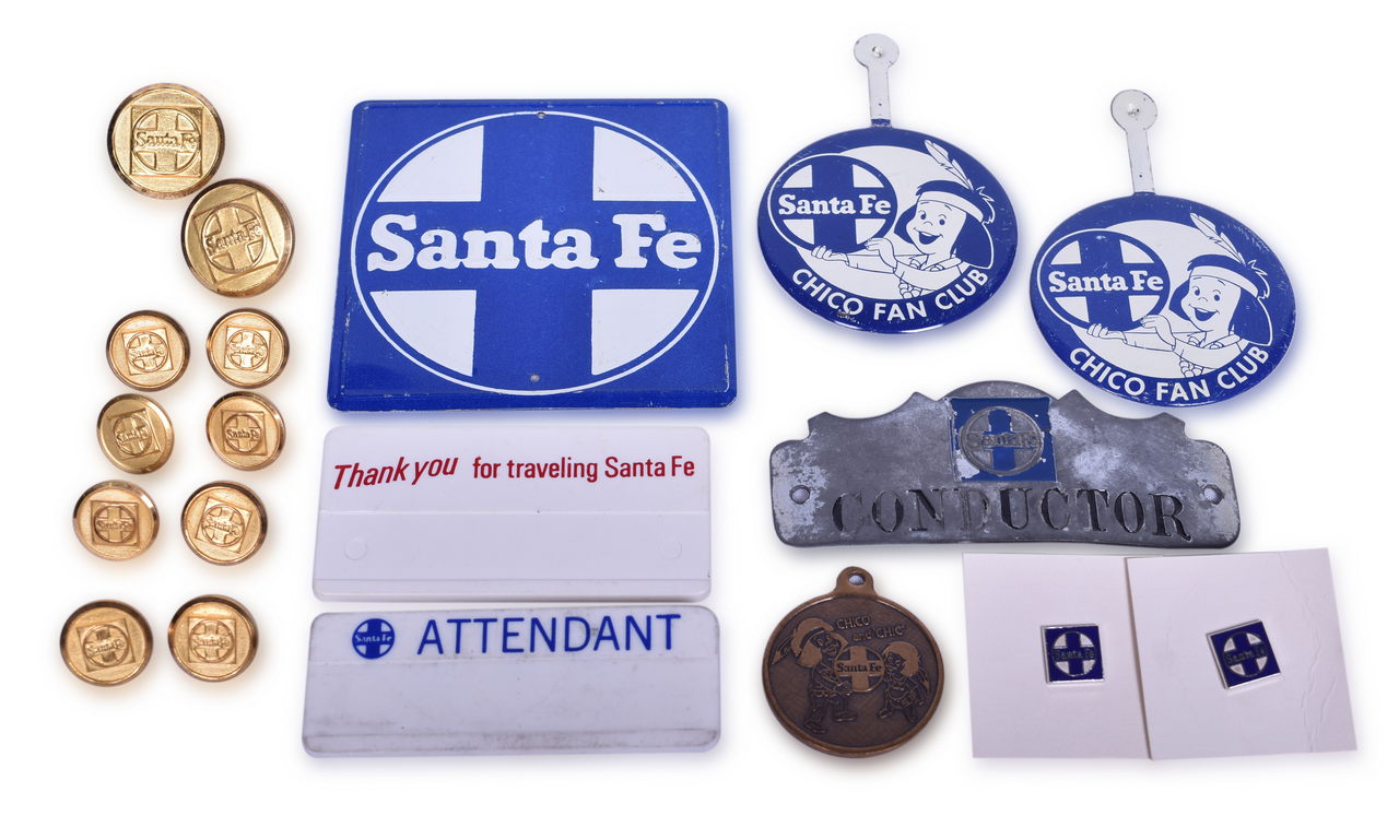 3012 - Santa Fe Railroad Uniform Badges, Coat Buttons & Pins, and Chico Items thumbnail