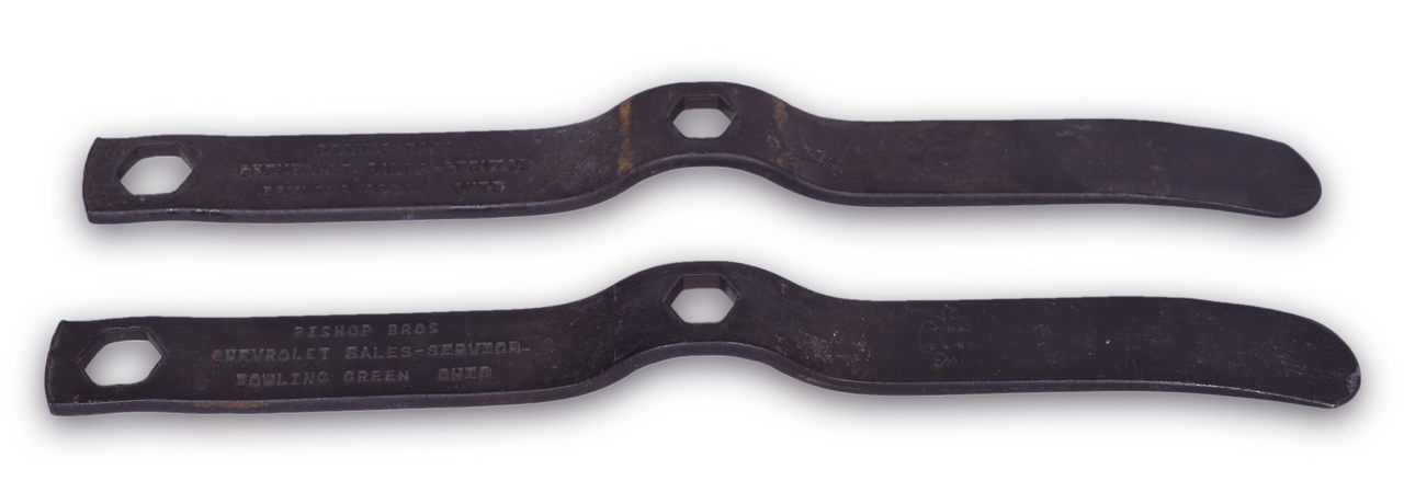 3537 - Pair of 1923 Chevrolet Sales Service Wrenches - Bishop Bros Bowling Green, Ohio thumbnail