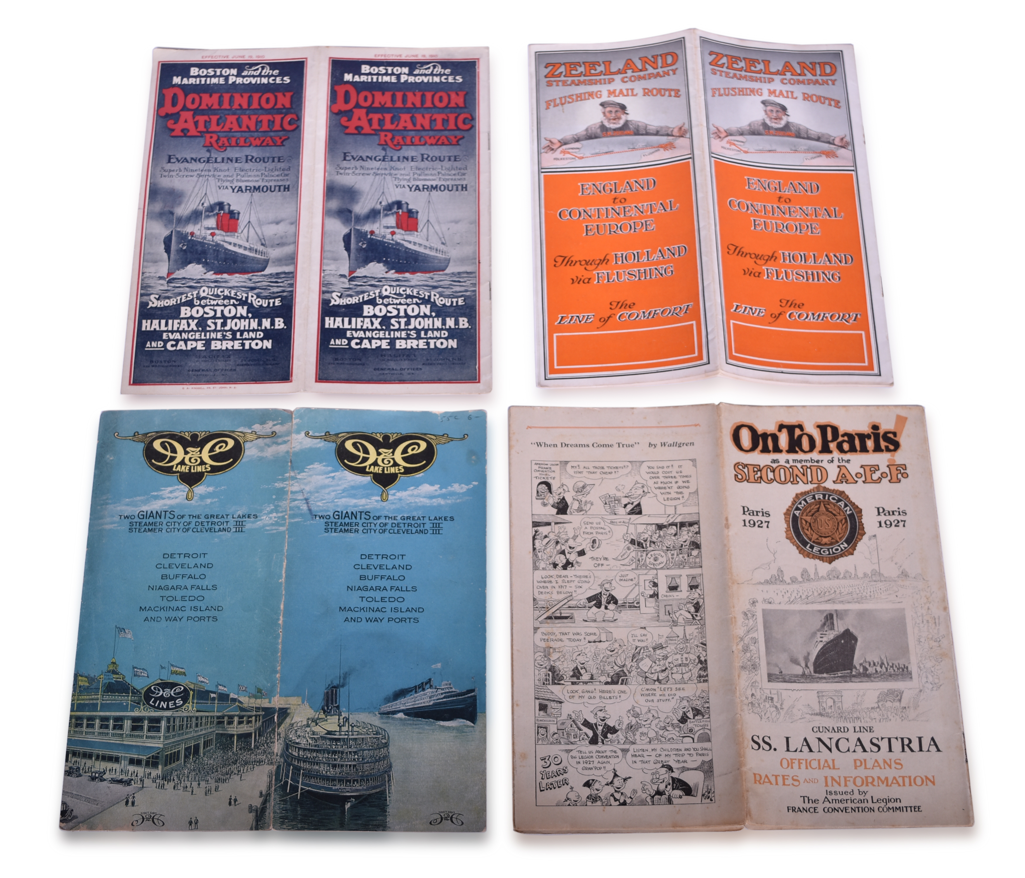 3538C - Four Early 1900s Steamship Timetables and Travel Brochures - Detroit & Cleveland, Dominion Atlantic Railway, Zeeland, and More thumbnail