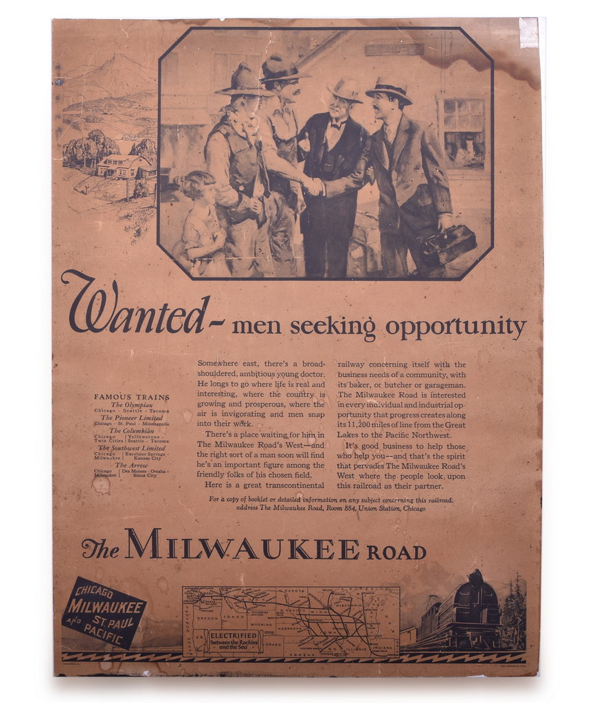 3035 - Milwaukee Road Advertising Poster - Wanted Men Seeking Opportunity thumbnail