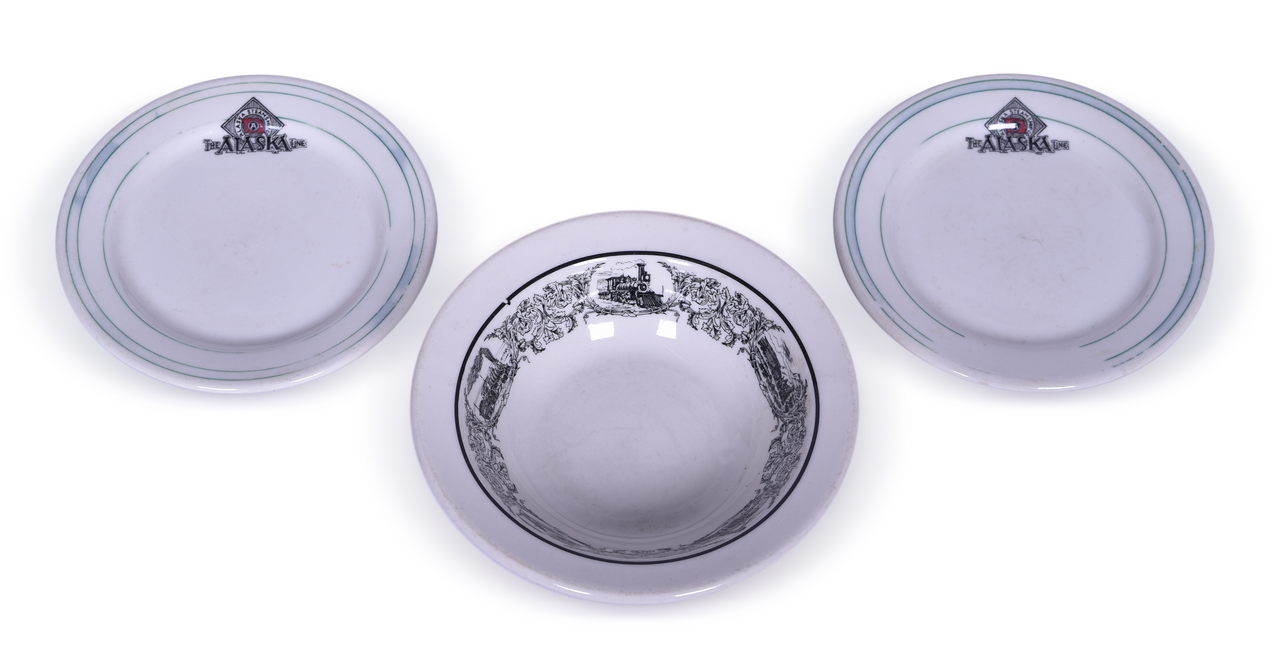 3545 - Pair of Alaska Steamship Co. Yukon Buffalo China Plates and Shenango Railroad China Bowl thumbnail
