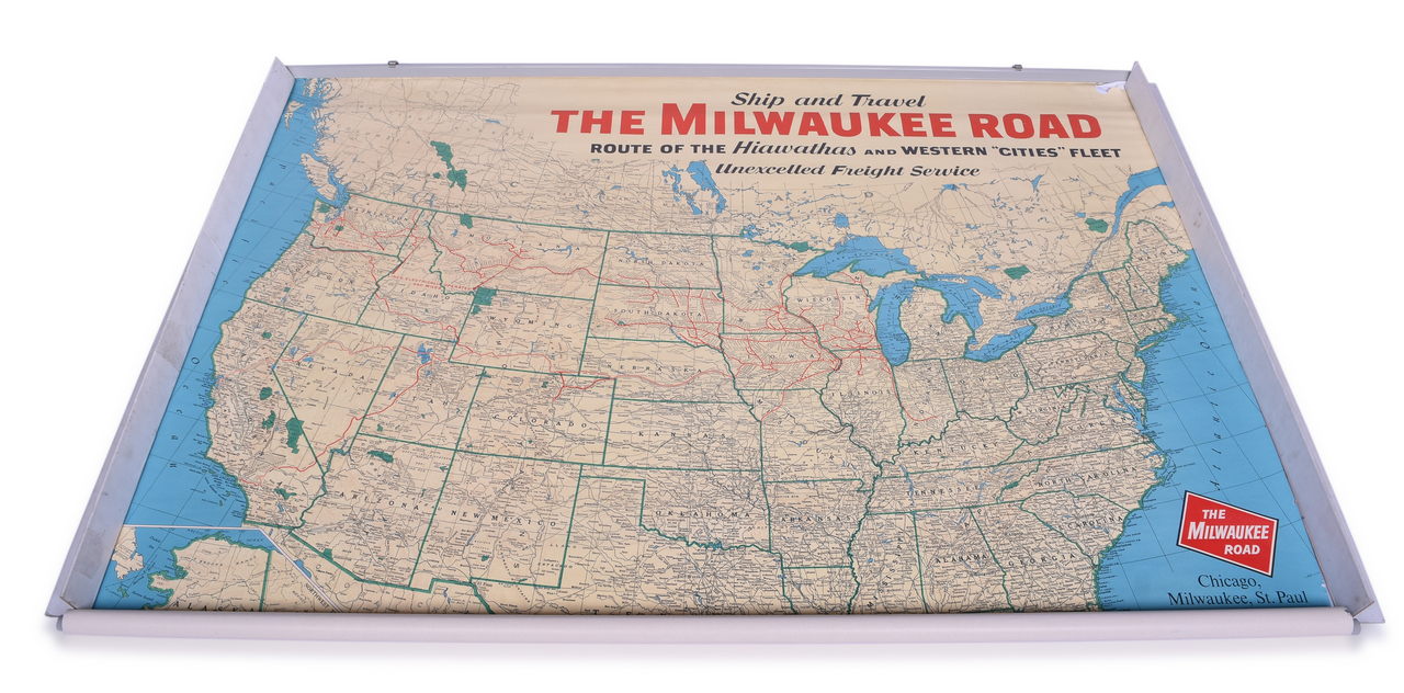 3043 - 1961 Chicago, Milwaukee, St. Paul & Pacific Railroad Polychrome Wall Map thumbnail