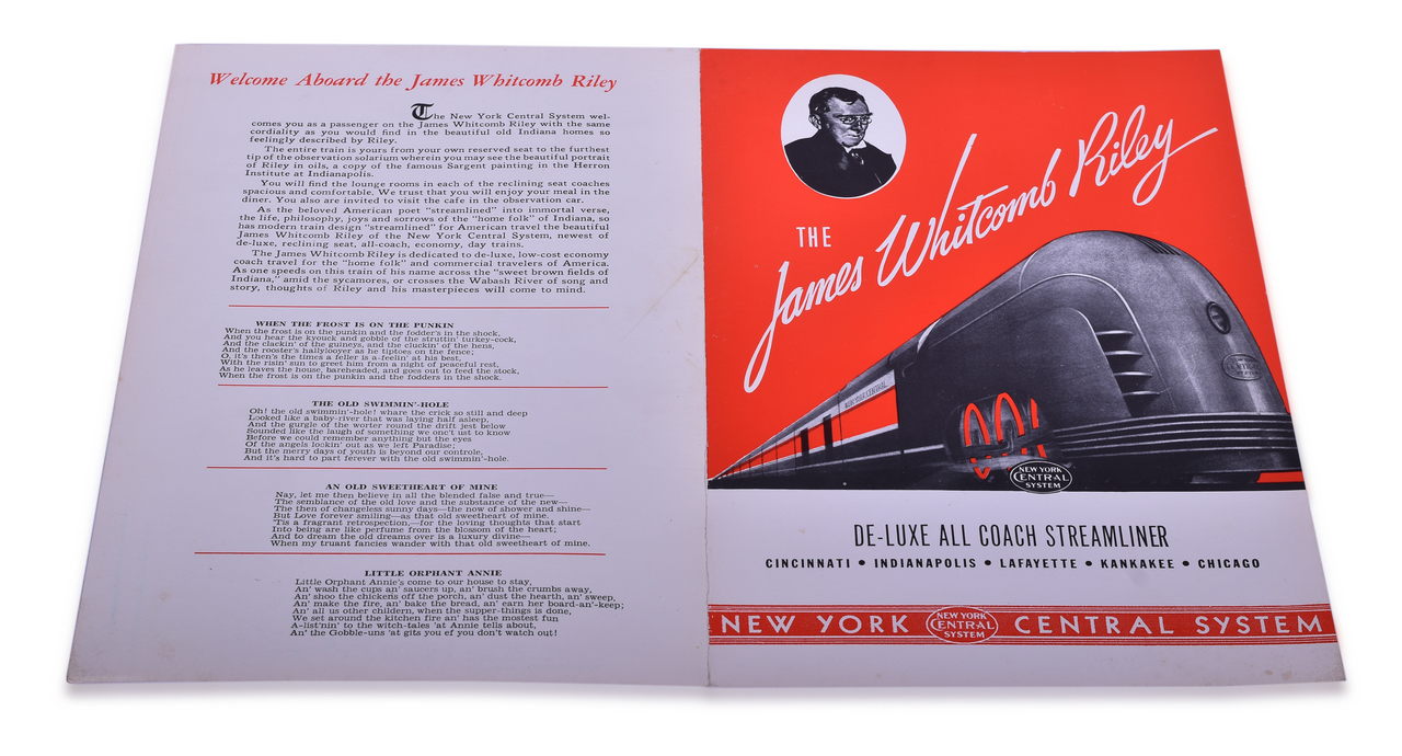 3045 - New York Central Railroad 1930 James Whitcomb Riley Dinner Menu thumbnail