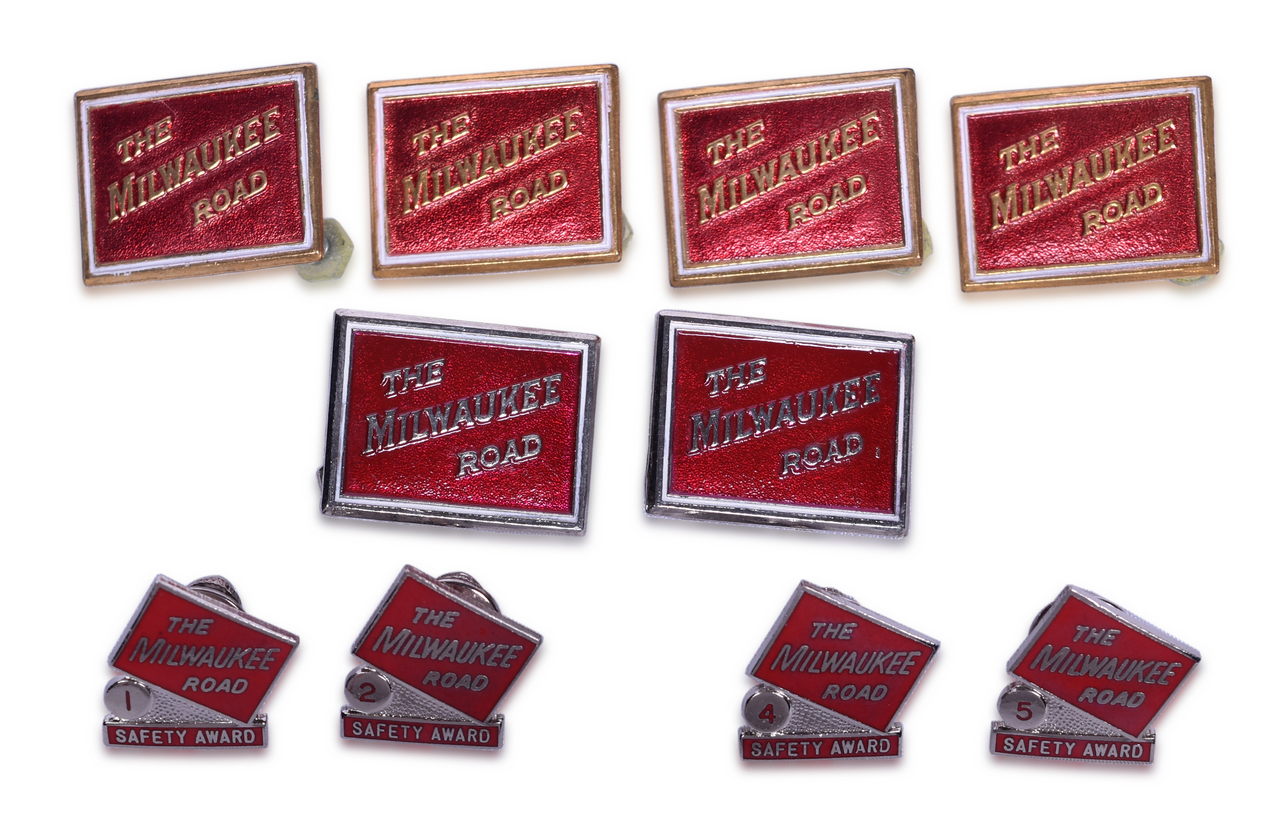 3046 - 10 Milwaukee Road Railroad Safety Award and Uniform Lapel Pins thumbnail