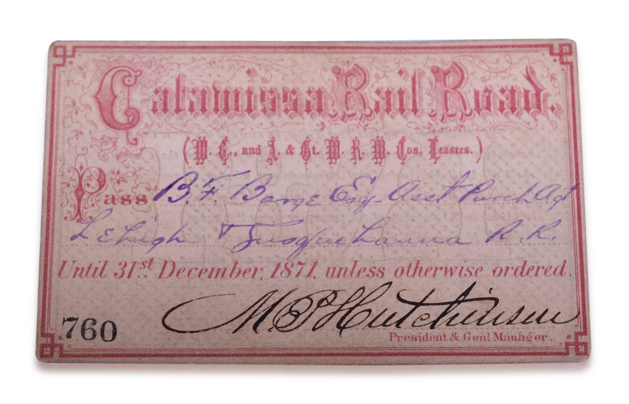 3047 - 1871 Catawissa Railroad Annual Pass thumbnail