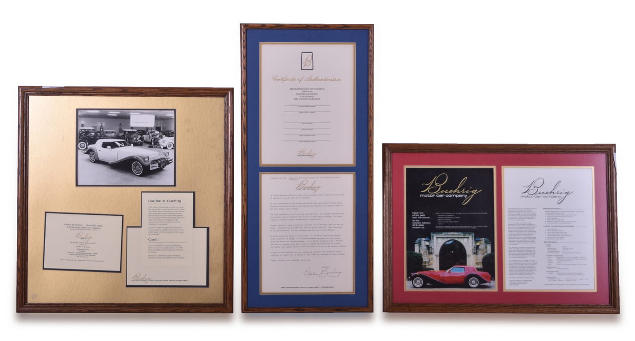 3566 - Buehrig Motor Car Certificate of Authenticity, Sales Plan, Spec Sheets, and Reveal Invitation thumbnail