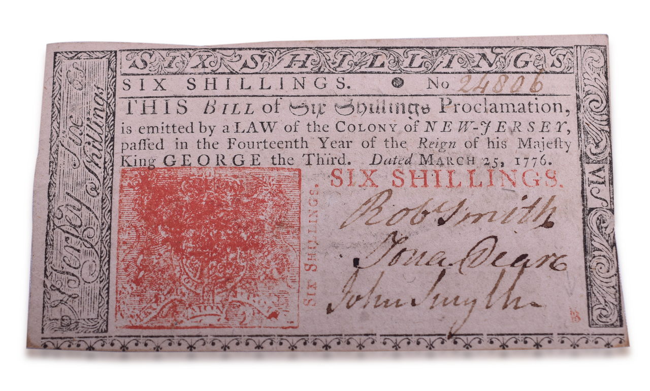 3063 - 1776 New Jersey Colonial Currency Six Shillings Note thumbnail