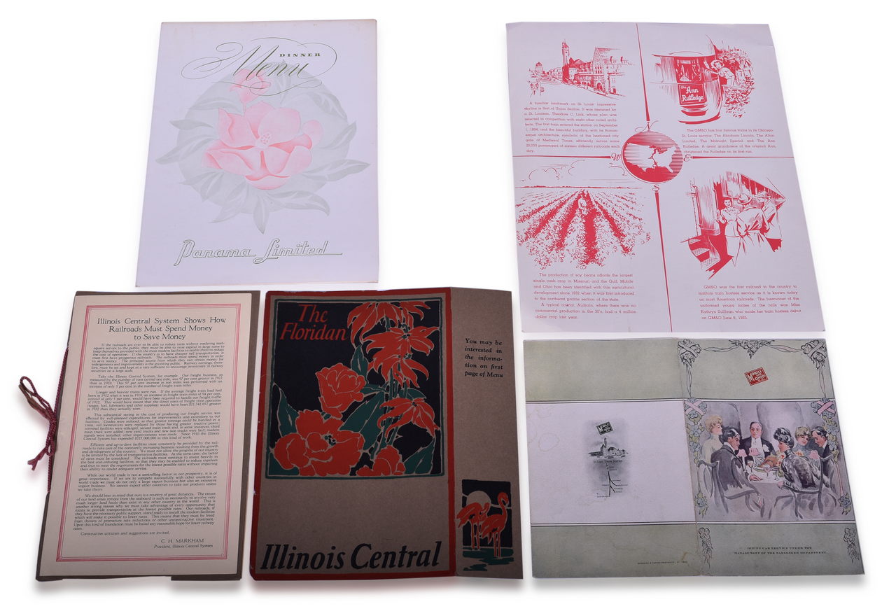 3077 - Four Illinois Central and Gulf Mobile & Ohio Railroad Menus - The Floridan, Panama Limited, Hawthorn, Etc. thumbnail