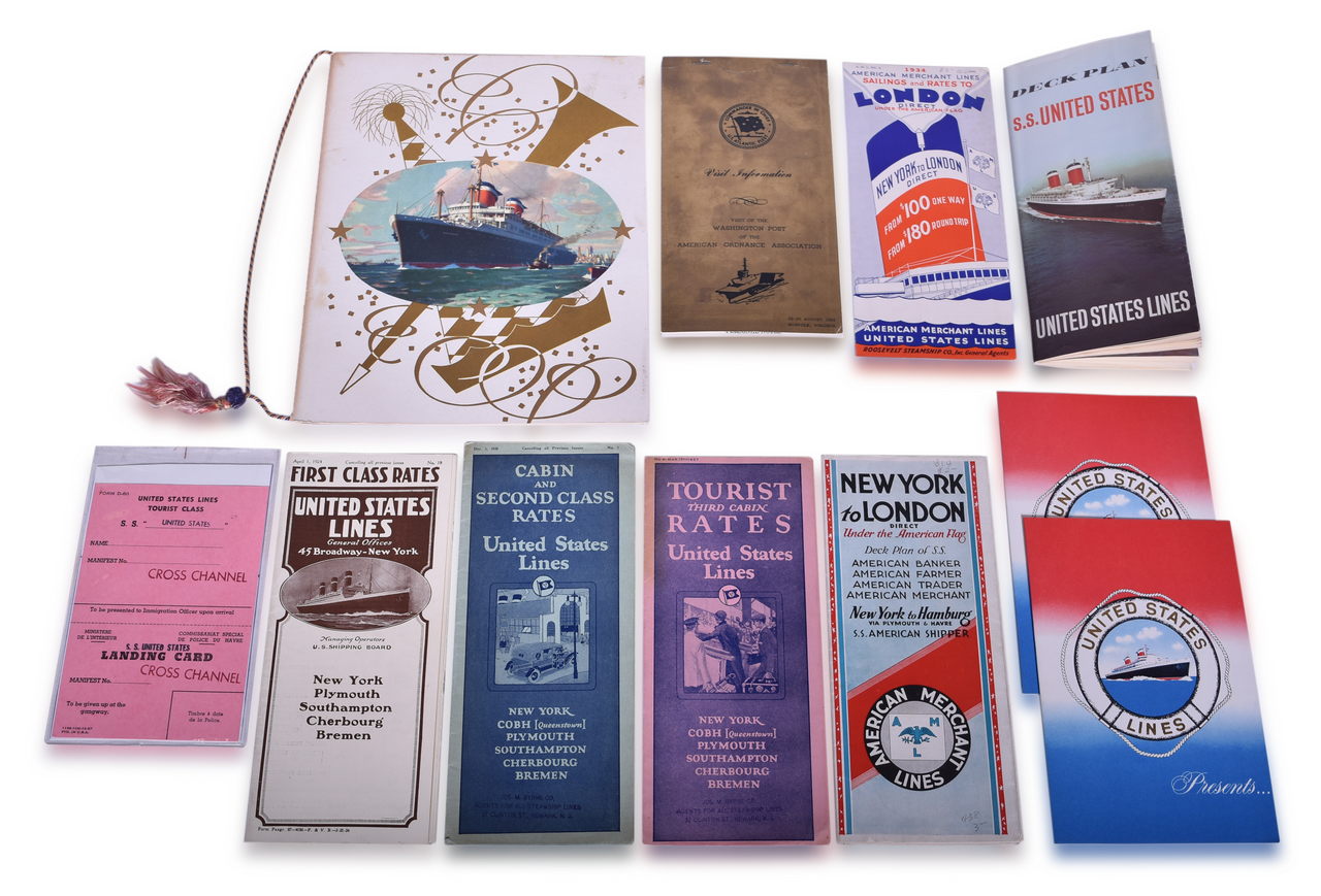 3583 - Eleven United States Lines & American Merchant Lines Travel Guides, Brochures, Rates, Menus, and More thumbnail