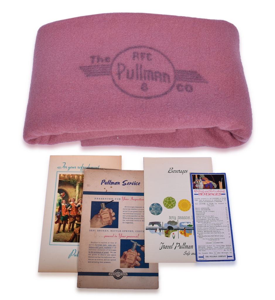 3095 - Pullman Company Railroad No. 8 Wool Blanket and Four Beverage Menus - 1931 to 1966 thumbnail