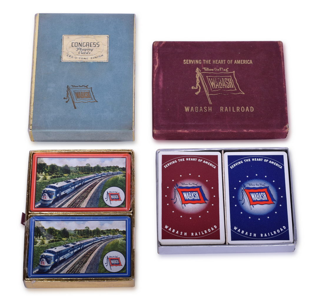 3097 - Four Wabash Railroad Playing Card Decks Including New Old Stock thumbnail