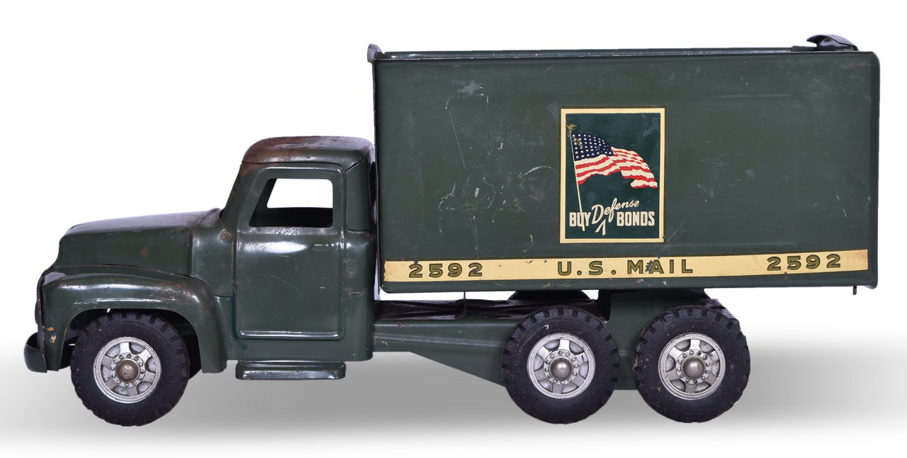 3597 - Buddy L Pressed Steel US Mail Truck 2592 - War Era Buy Defense Bonds thumbnail