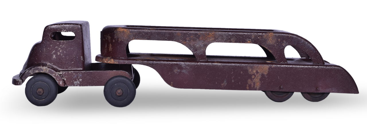 3605 - Cast Iron Metal Toy Truck Car Carrier Auto Transporter thumbnail
