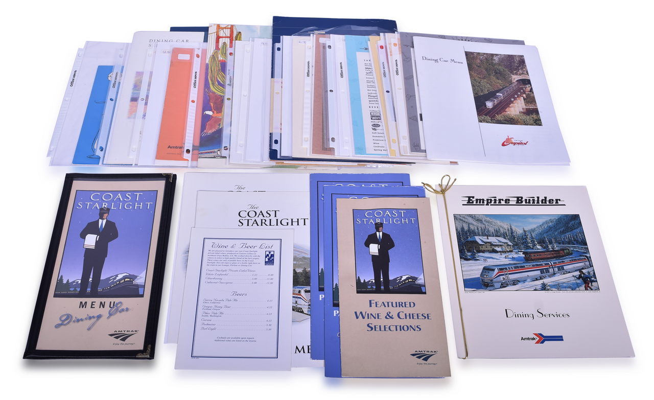 3111 - Thirty-Three Amtrak Railroad Dining Car Menus - Coast Starlight, Empire Builder, Montrealer, and More thumbnail