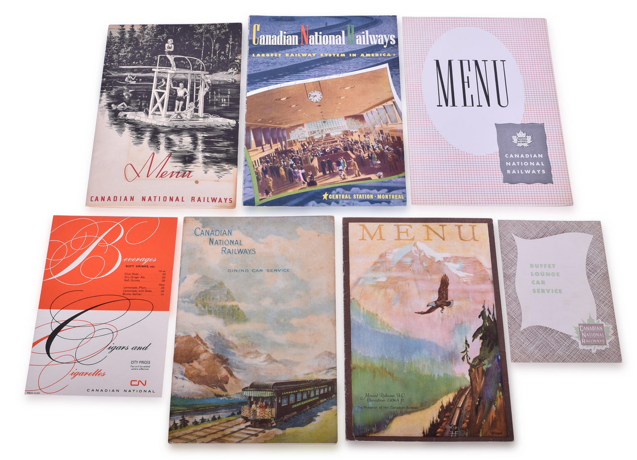 3119 - Seven Canadian National Railways Dining Car Menus - 1925 to 1965 thumbnail