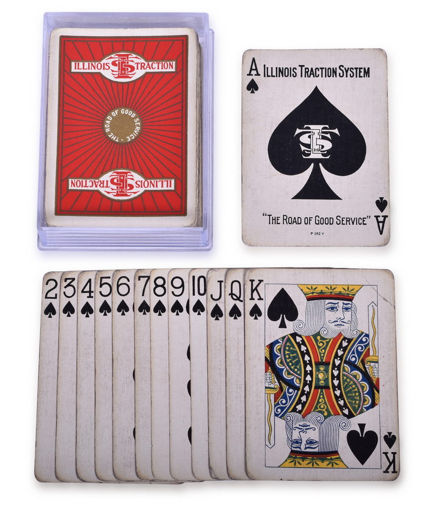 3121 - 1915 Illinois Traction System Railroad Playing Card Deck - Reversible Red Logo thumbnail