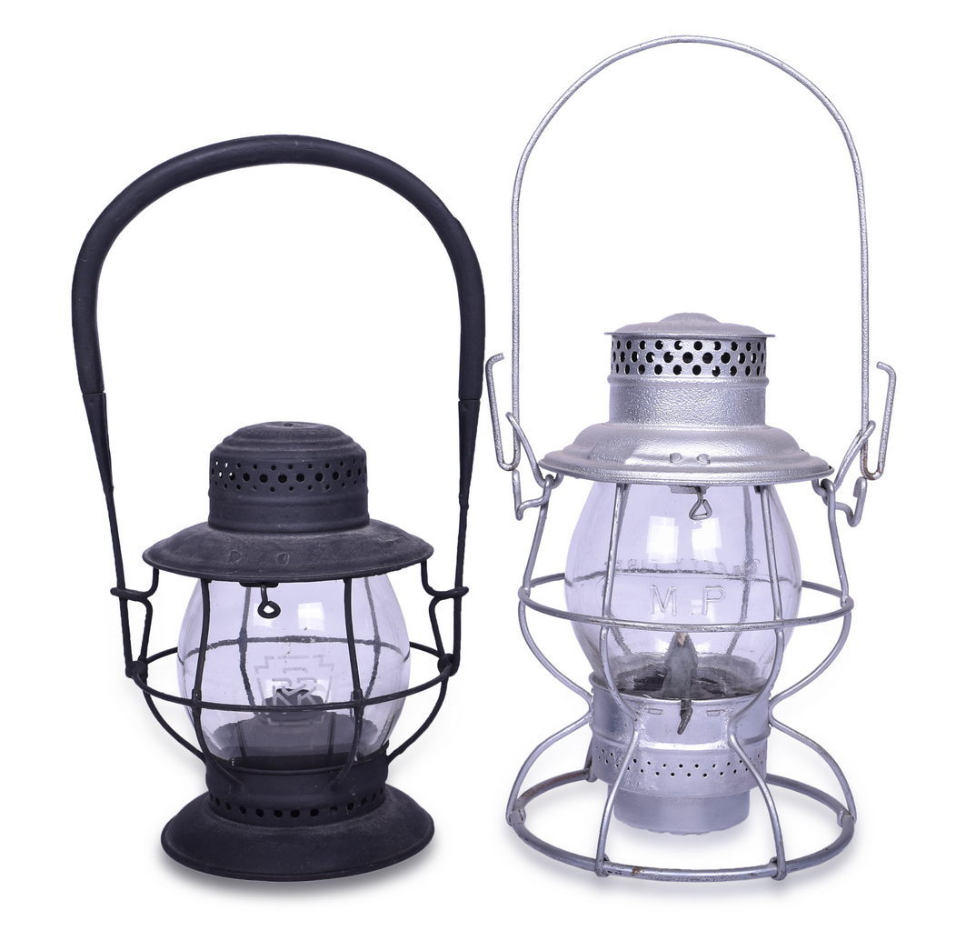 3124 - TL Moore and Adams & Westlake Pennsylvania Railroad Lanterns - One With Missouri Pacific Cast Globe thumbnail