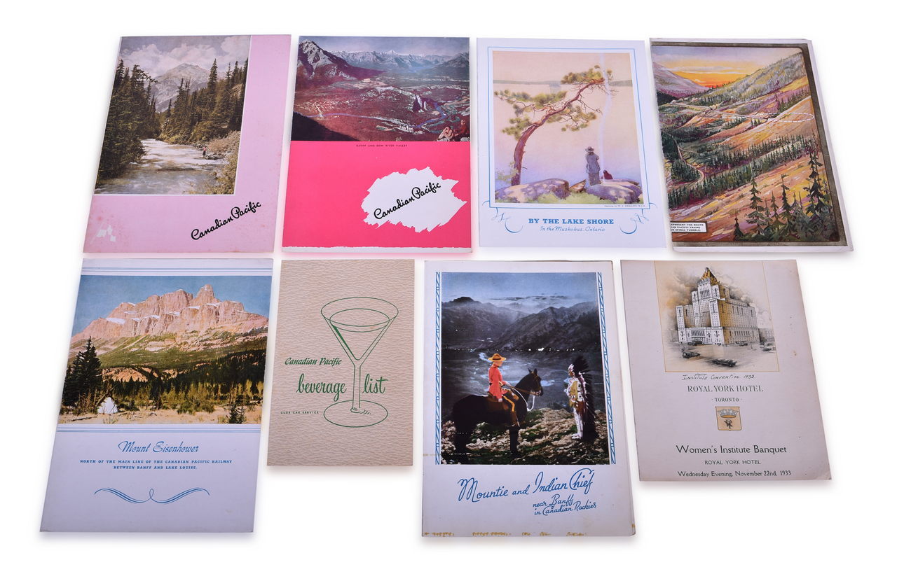 3127 - Eight Canadian Pacific Railway Dining Car Menus - Royal York Hotel, Mountie and Indian Chief, and More thumbnail