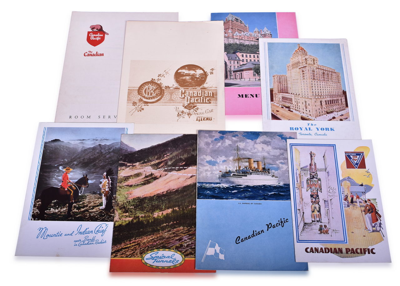 3139 - Eight Canadian Pacific Railway Dining Car Menus - Spiral Tunnels, Mountie and Indian Chief, and More thumbnail