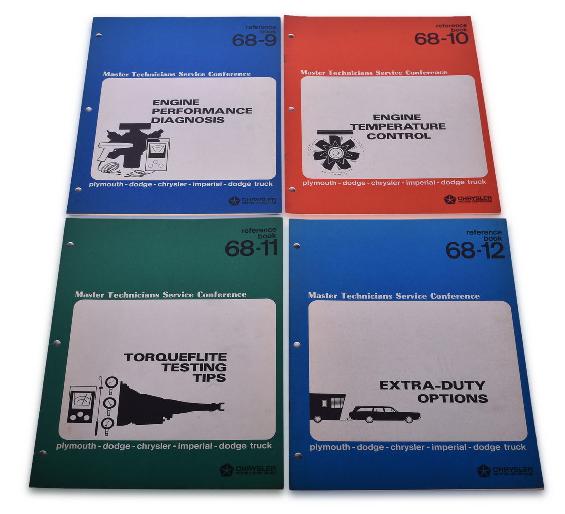 3645 - Four 1968 Chrysler Master Technician Reference Books - Torqueflite Testing Tips, Engine Performance Diagnosis, and More thumbnail
