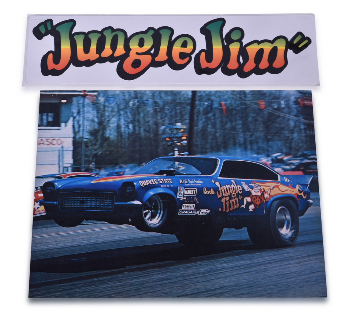 3651 - Jungle Jim Vega Funny Car Drag Racing Reproduction Photo and Bumper Sticker Decal thumbnail